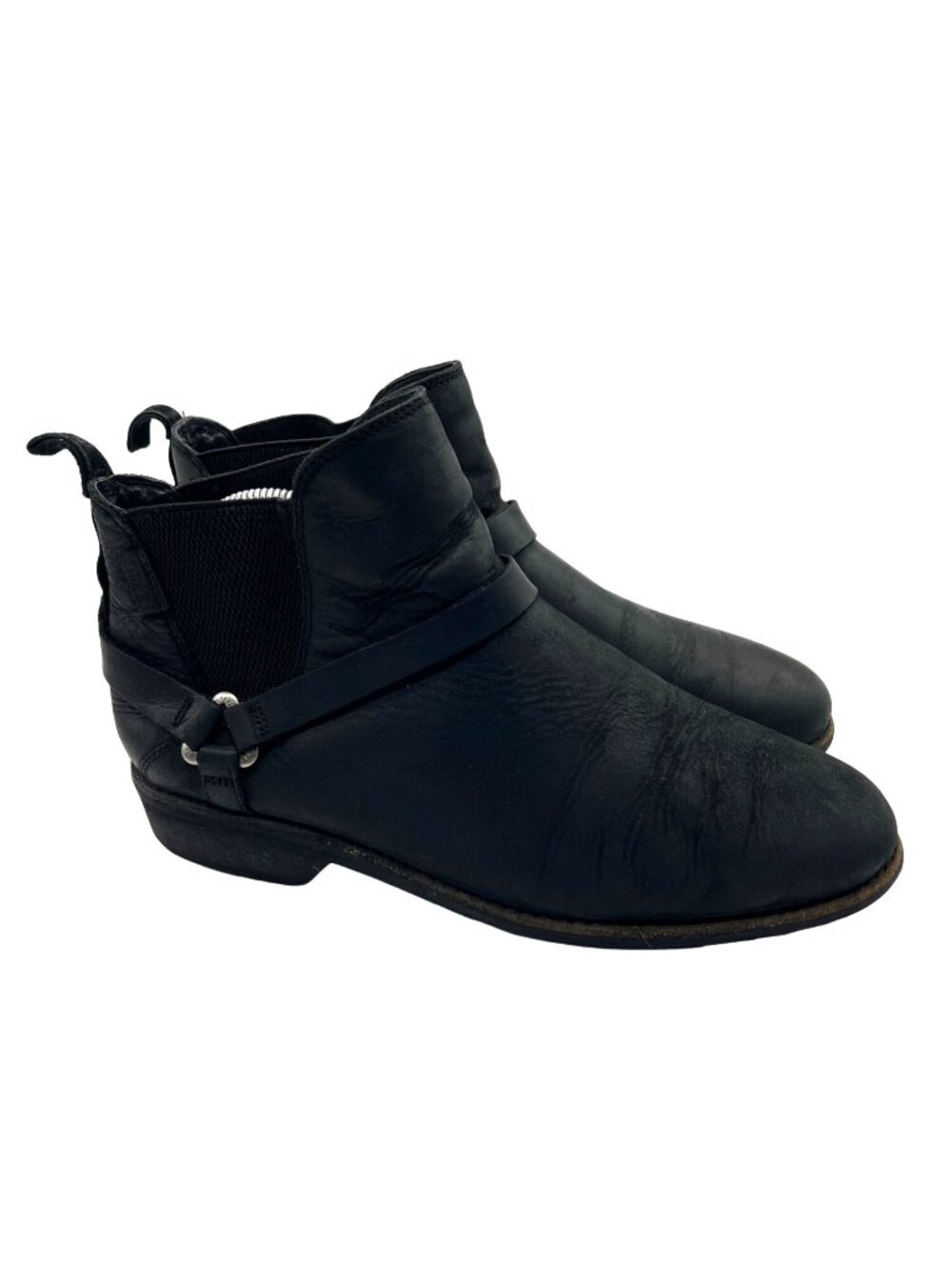 Teva de la vina dos black leather waterproof ankle boots size 10